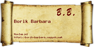 Borik Barbara névjegykártya